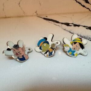 Disney Hidden Mickey Pin Lot Pinocchio Jiminy Cricket Practical Pig